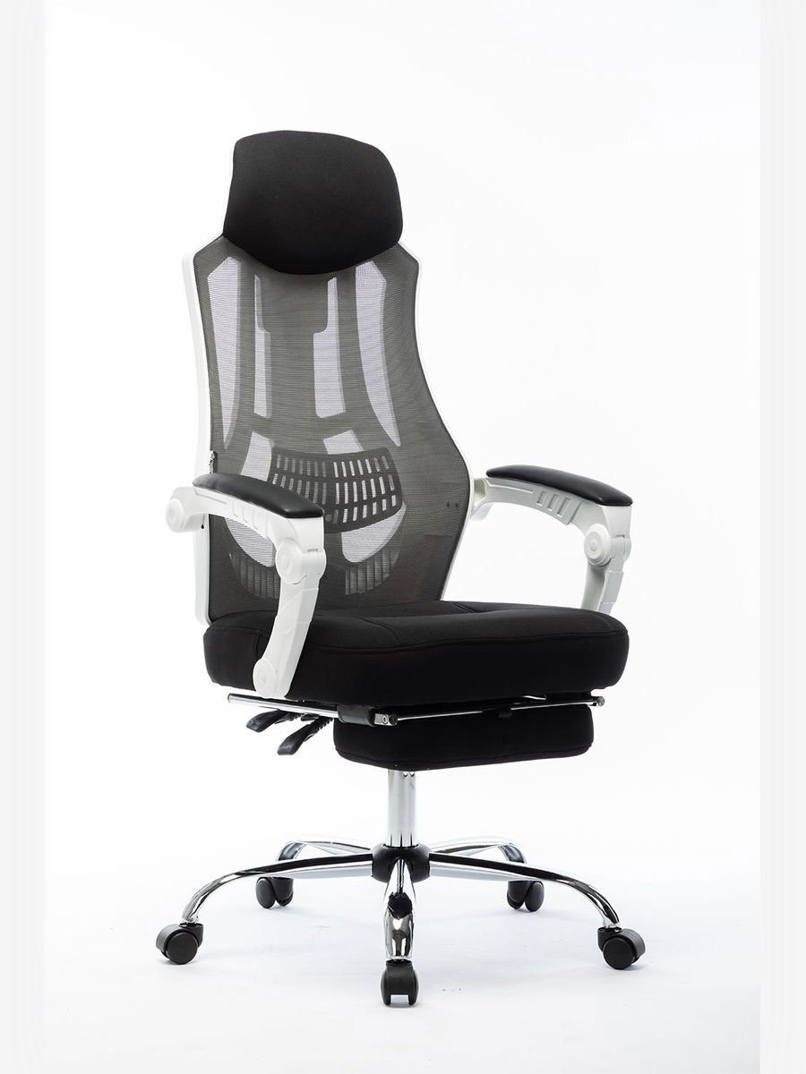 Nordenофисноекресло007NEWбелыйпластикчернаятканьчернаясетка