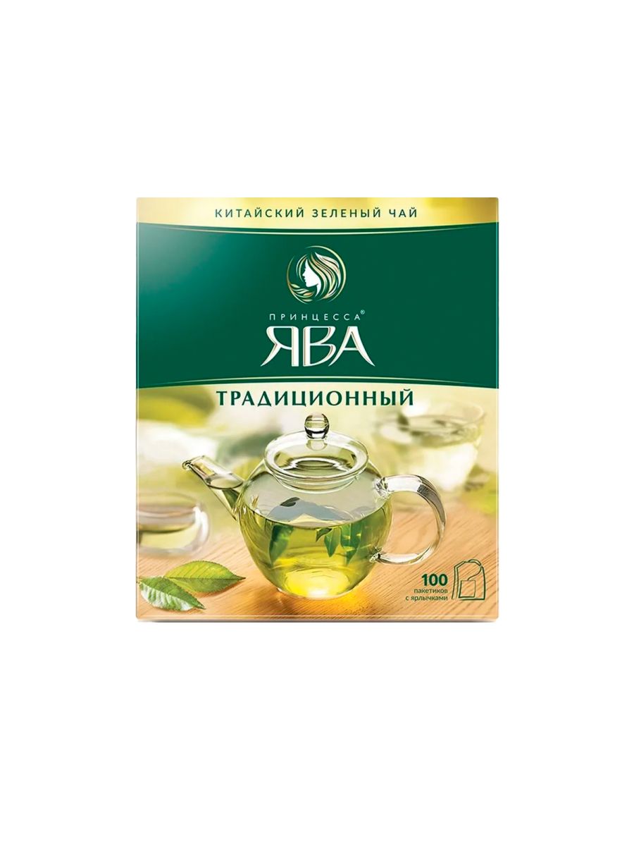 Чай в пакетиках зелёный Принцесса Ява Традиционный, 100 шт