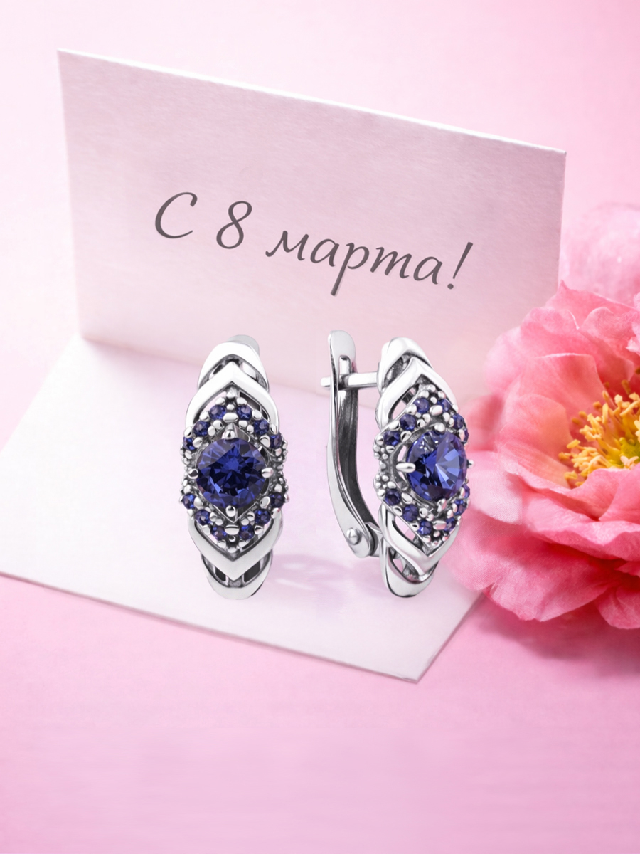 Серьгиженскиесеребро925пробыскамнемтанзанитсеребряныеLamponi