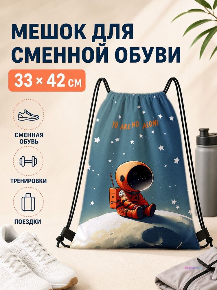 Мешок для сменной обуви с астронавтом 33х42 см #1