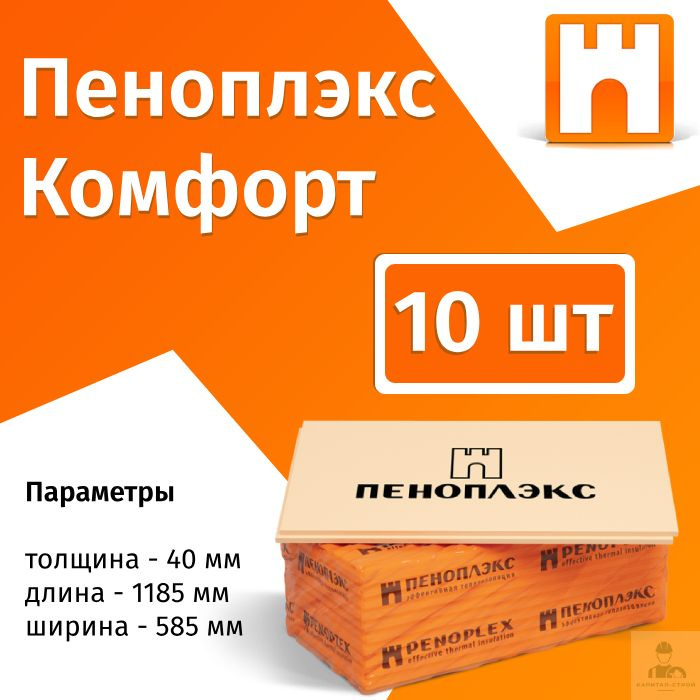 Утеплитель Пеноплекс 40мм КОМФОРТ 10 плит 7м2 из пенополистирола для ...