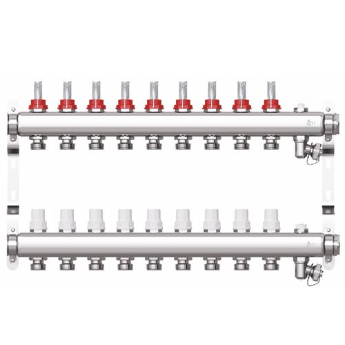Коллектор для тёплого пола STI CMF с расходомерами 9 выходов / нержавеющая сталь  #1