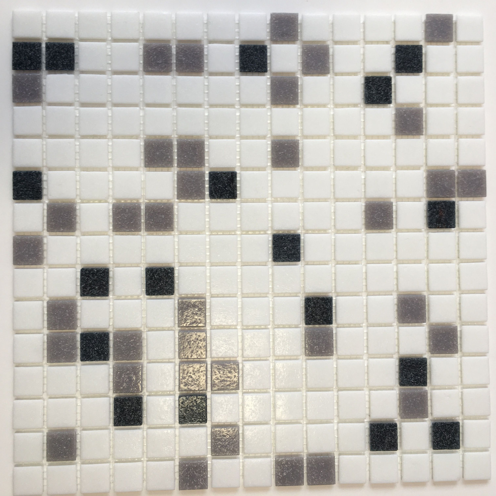Плитка Мозаика стеклянная серо-белая (уп.10 шт) / на сетке 327х 327 мм / размер квадратика 20x20x4 мм/ #1