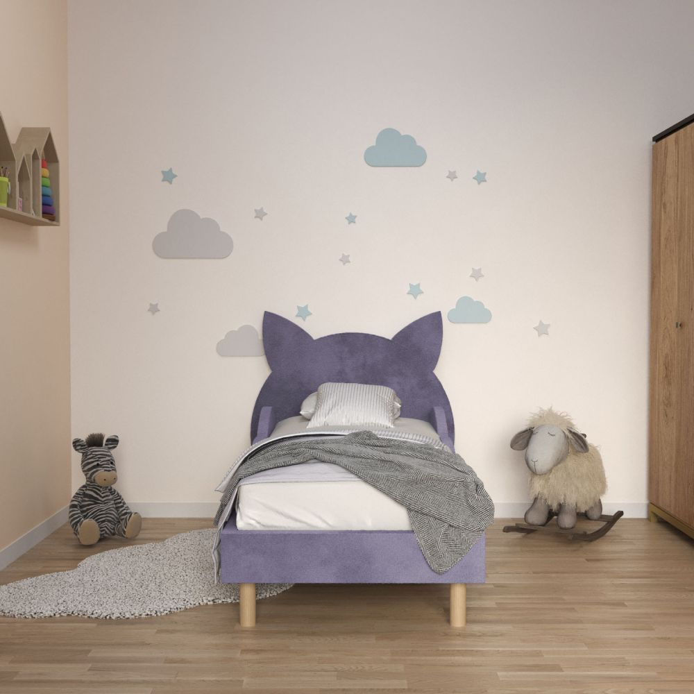 Кровать детская с бортиком и рисунком односпальная от 3 лет