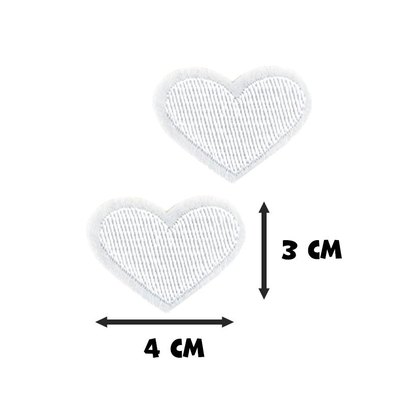 ТЕРМОАППЛИКАЦИЯ НА ОДЕЖДУ "СЕРДЦЕ", 3х4 см, 2 шт., белый #1