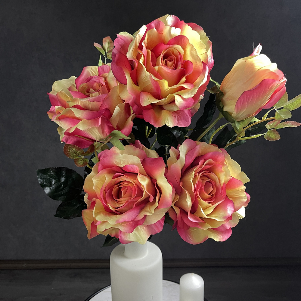 Купить Большие искусственные цветы розы 70см / интерьерные высокие ...