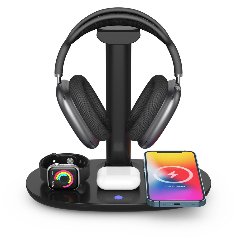 Подставка для компьютерных наушников с RGB подсветкой и USB портами ...