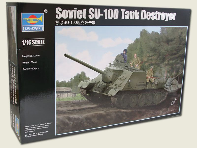 Сборная модель танка Trumpeter Soviet SU-100 Tank Destroyer (Су-100), масштаб 1/16  #1