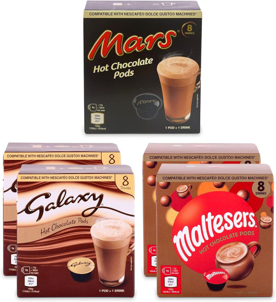 Капсульный горячий шоколад Dolce Gusto 40 шт, 2 Galaxy, 2 Maltesers, 1 Mars (8 капсул по 5 упаковок) #1