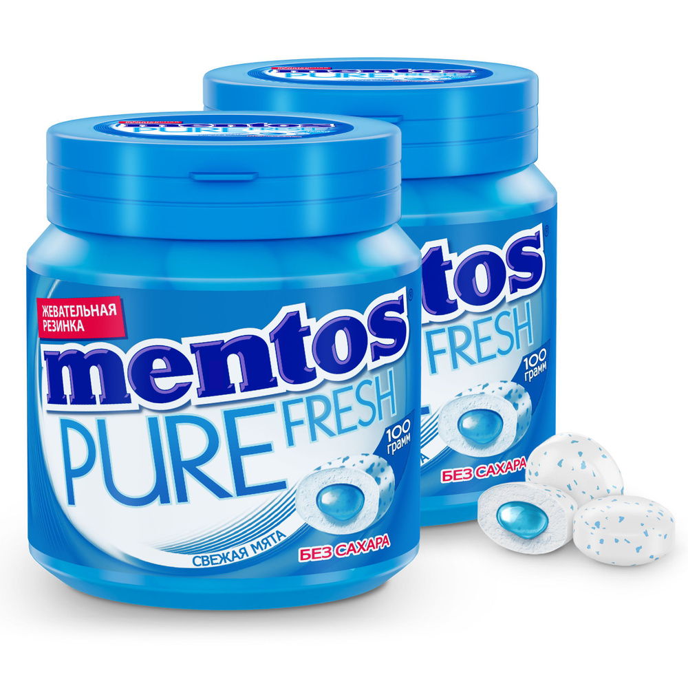 Жевательная резинка Mentos Pure Fresh Свежая мята, 2шт по 100г #1