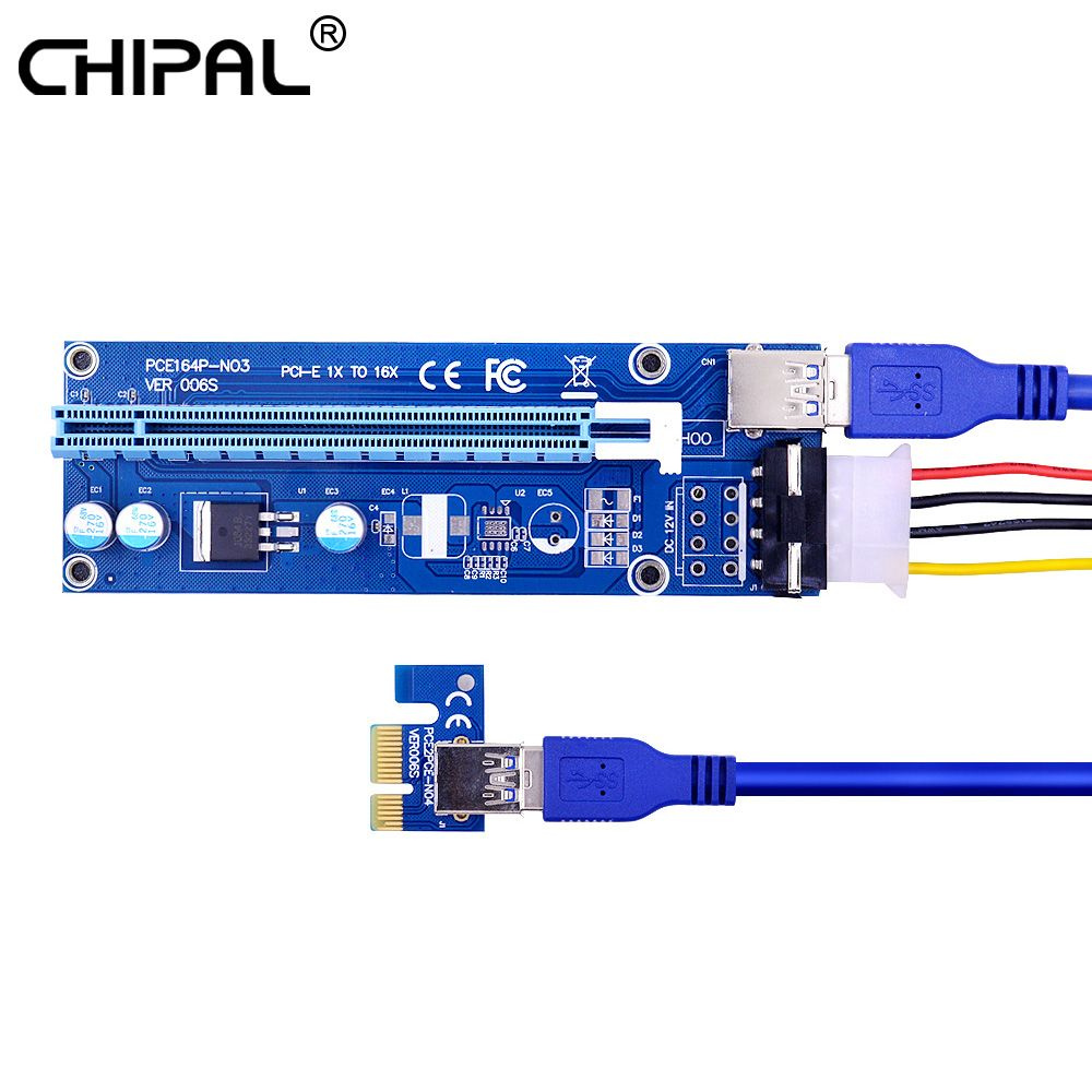 Райзер USB переходник адаптер PCI-E 1x на PCI-E 16x толстый кабель USB  #1