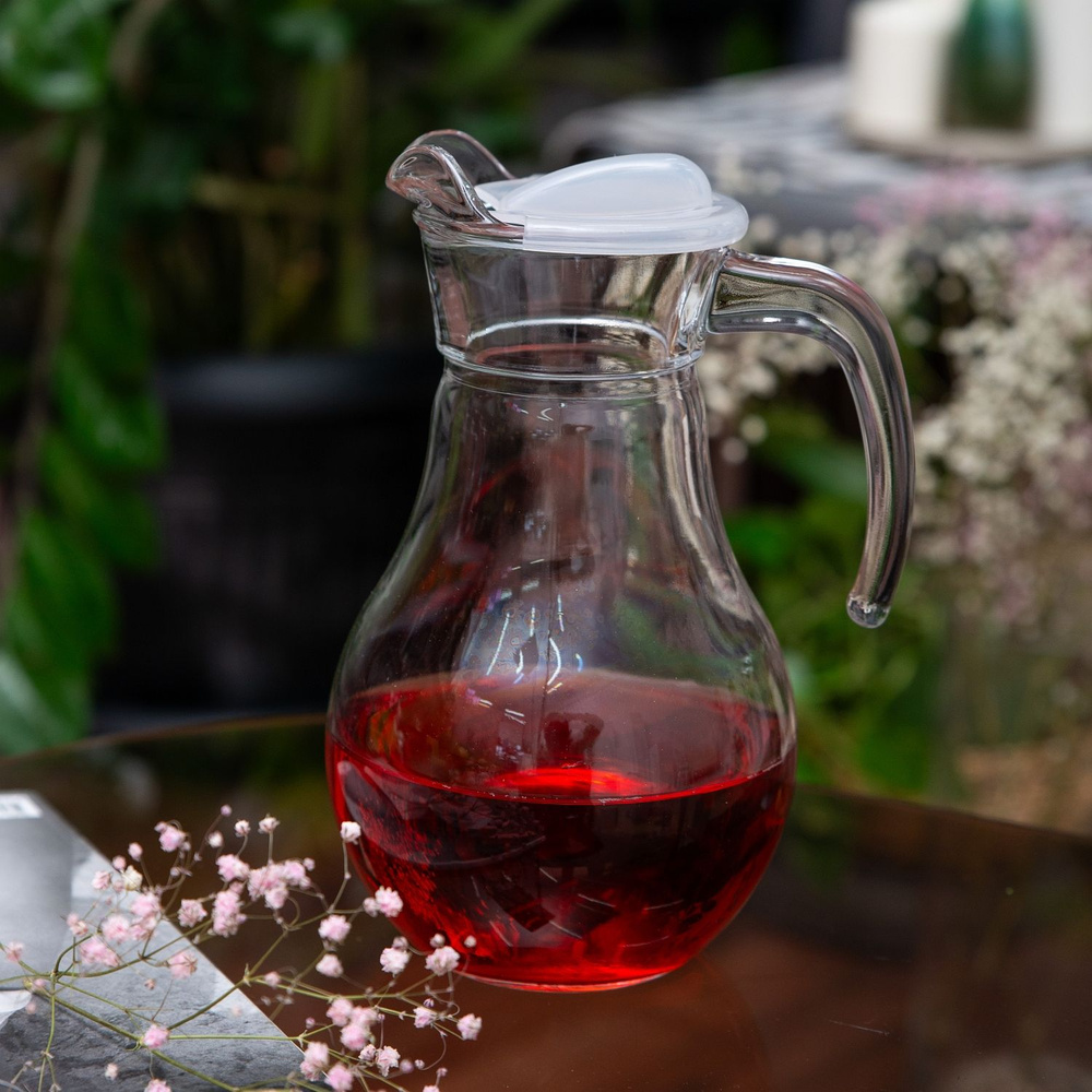 Кувшин Pasabahce "Bistro" для воды, сока, с пластиковой крышкой, 1 л ...