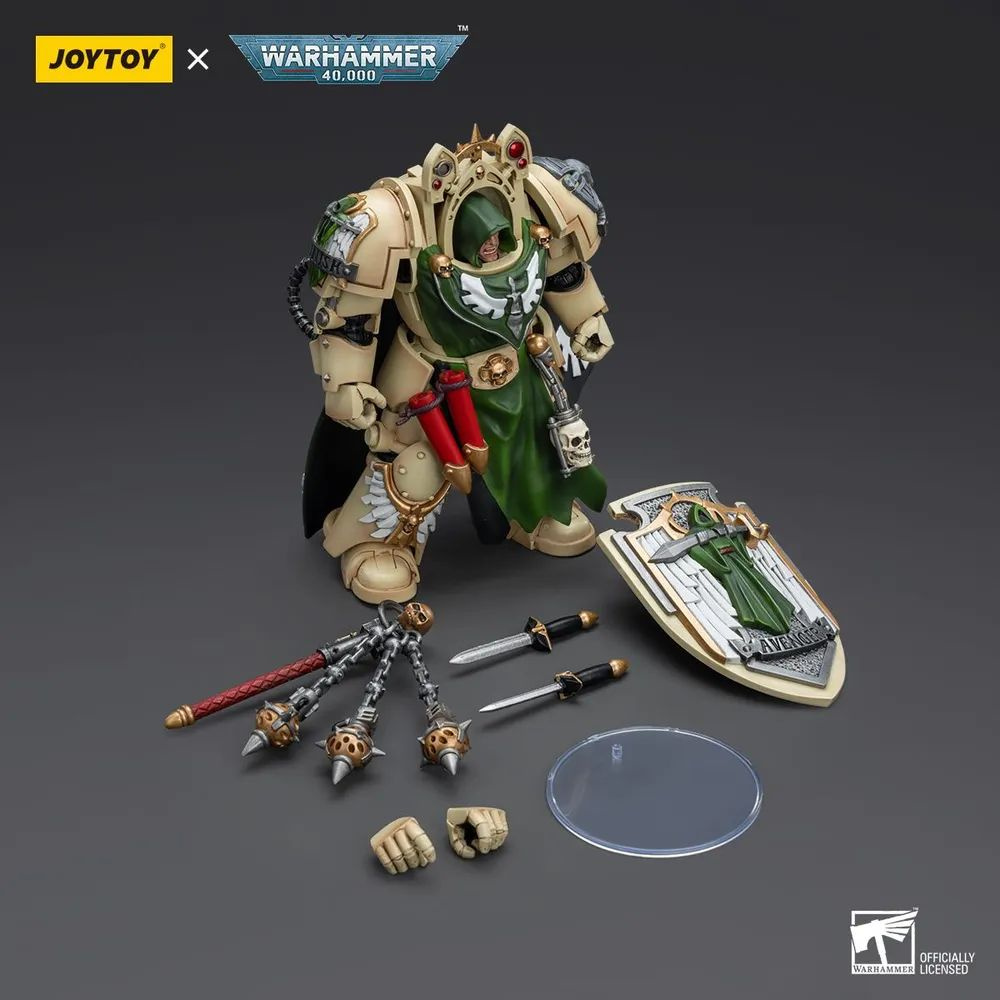 JOYTOY 1/18 Warhammer 40.000 Dark Angels Deathwing Knight Master Con Flagello - Action Figure Da Collezione 13,7 Cm