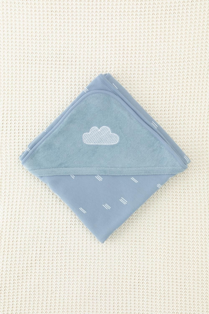 Махровое детское полотенце с уголком для новорожденных 85 на 85 см, К 8500/пыльно-синий(облако)  #1