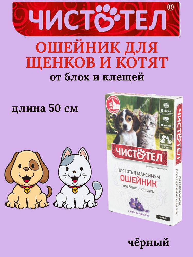 ЧИСТОТЕЛ МАКСИМУМ ошейник для щенков и котят, ЧЁРНЫЙ #1