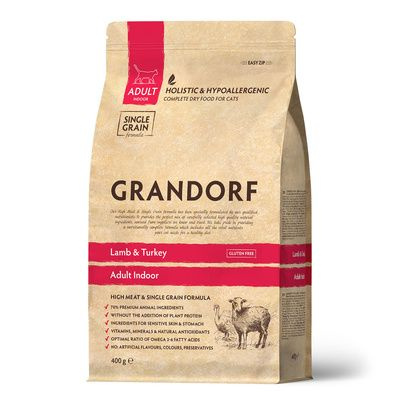 Сухой корм GRANDORF SINGLE GRAIN CAT ADULT INDOOR LAMB & TURKEY низкозерновой для взрослых кошек Ягненок/Индейка #1