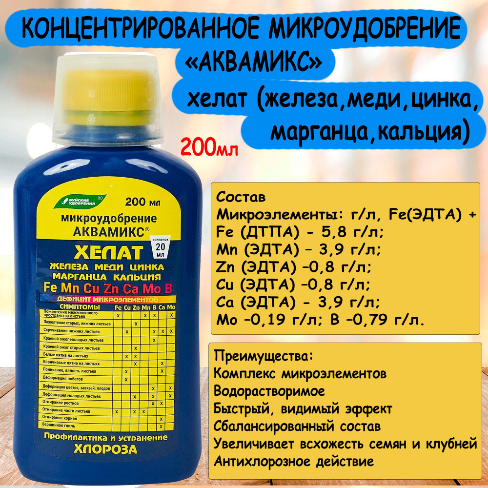 Микроудобрение АКВАМИКС хелат железа, меди, цинка, марганца, кальция 0 ...