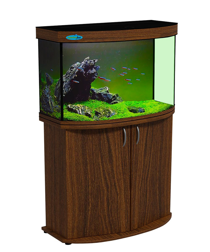 Аквариум 120 л Панорамный AquariumBest с тумбой цвет Орех 81х36х47 ...