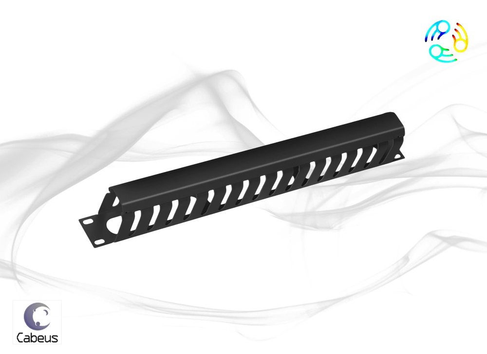 Органайзер для кабеля 1U с крышкой Cabeus JB07-1U-BK черный #1