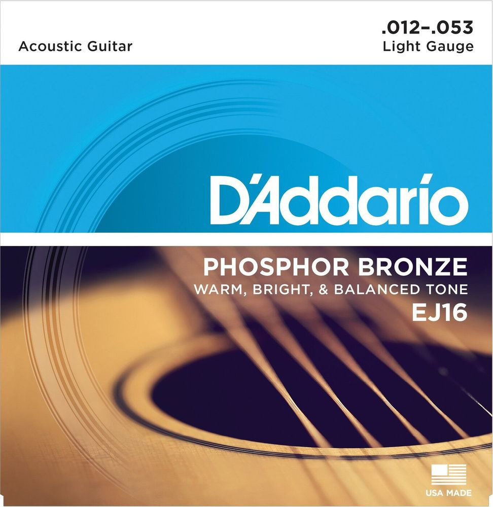 Струны для акустической гитары D'Addario EJ16 Phosphor Bronze Light Gauge 12-53  #1