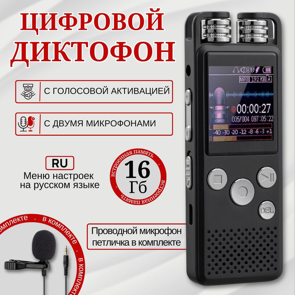 Диктофон Savetek DICTPROF1, WAV, MP3, 16 ГБ купить по выгодной цене в  интернет-магазине OZON (419568046)