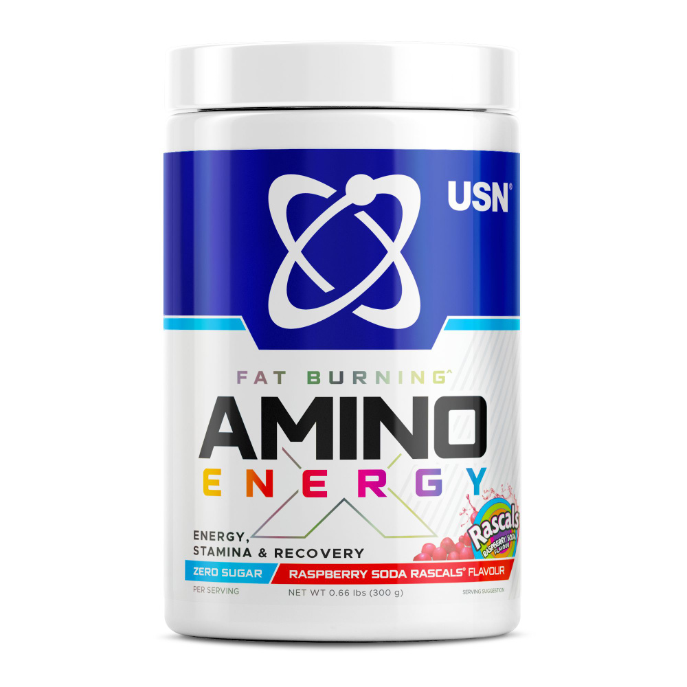 USN Amino Ener-G Raspberry Soda Rascals Aмино Энер-Джи со вкусом малиновой газировки, порошок, 300 г #1