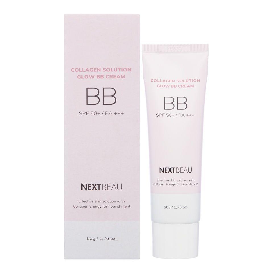 NEXTBEAU Collagen Solution Glow BB Cream SPF 50+ / PA+++ 02 Natural Beige Омолаживающий ББ крем с гидролизованным #1