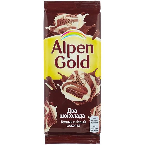 Alpen Gold Шоколад темный и белый Два шоколада, 80 г - купить с ...