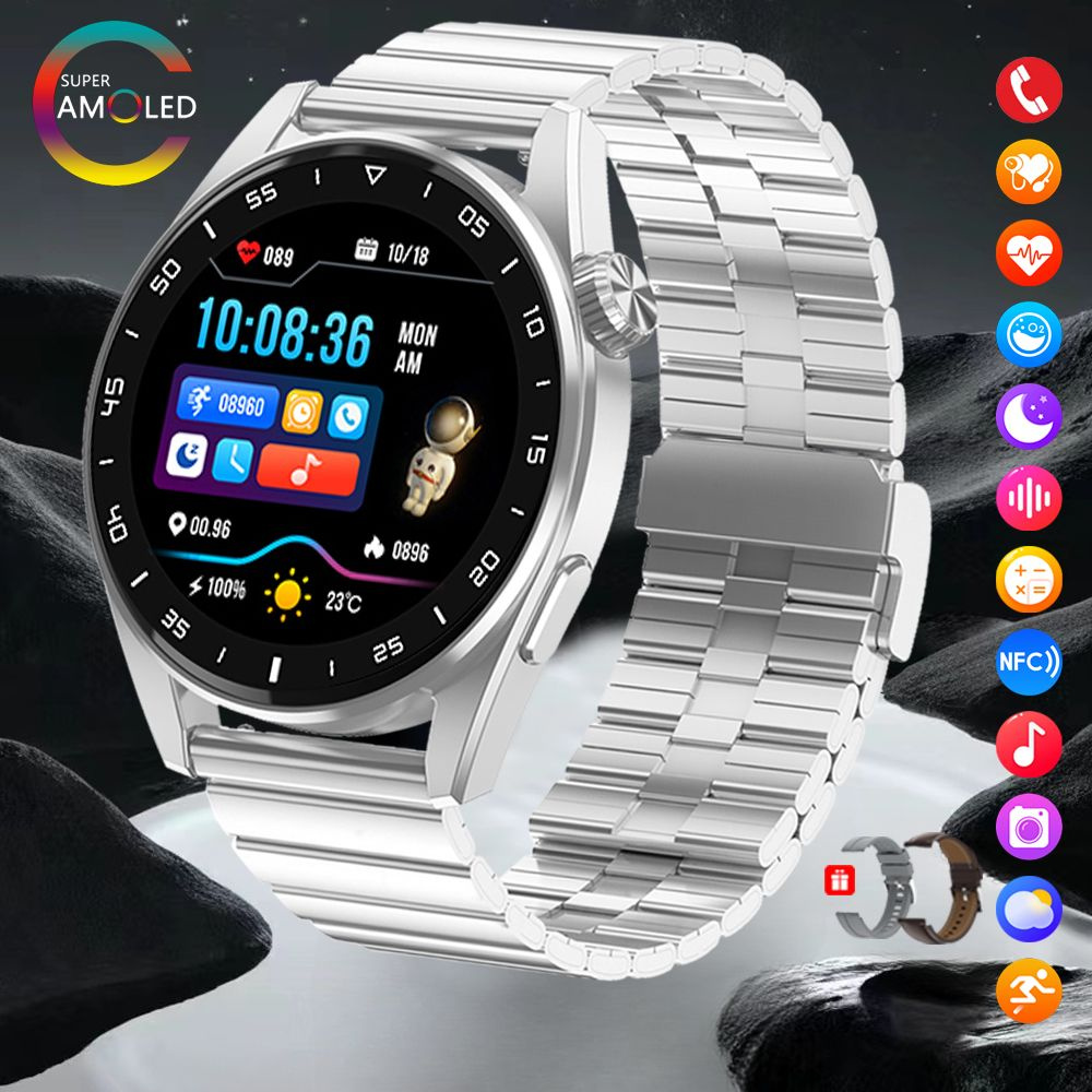 SACOSDING Умные часы E-WATCH 3 PRO+, Серебряная сталь A #1