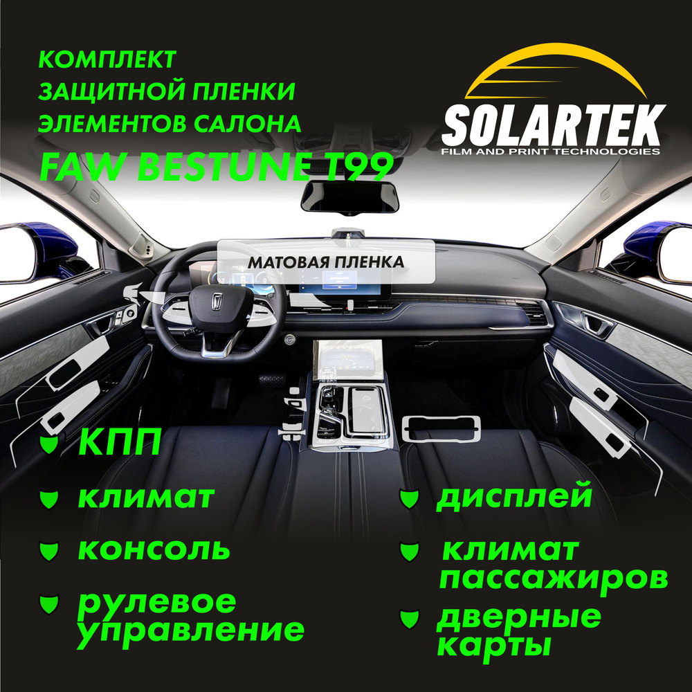 FAW BESTUNE T99 Комплект защитных матовых пленок на консоль, климат, дисплей ГУ, рулевое управление, #1