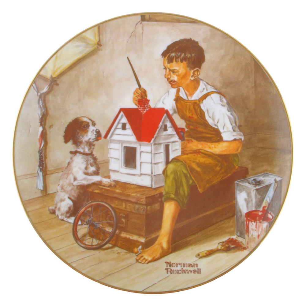 Винтажная лимитированная тарелка "Кукольный домик для сестренки" от Norman Rockwell. Фарфор, деколь. #1