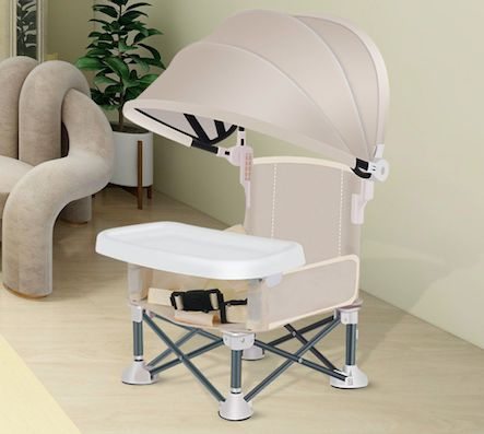 Складной детский стульчик для кормления с навесом и съемным подносом ...