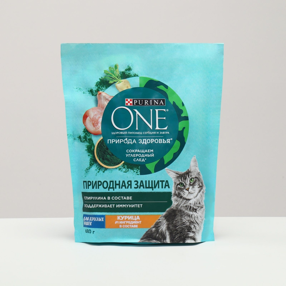 Корм для кошек сухой Purina One 680г, природа здоровья для взрослых кошек, с высоким содержанием курицы #1