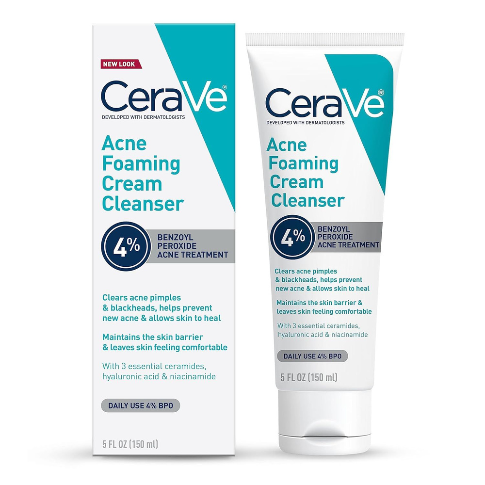 CeraVe Пенящееся очищающее средство от прыщей, 150 мл, 4%-ный бензоилпероксид  #1