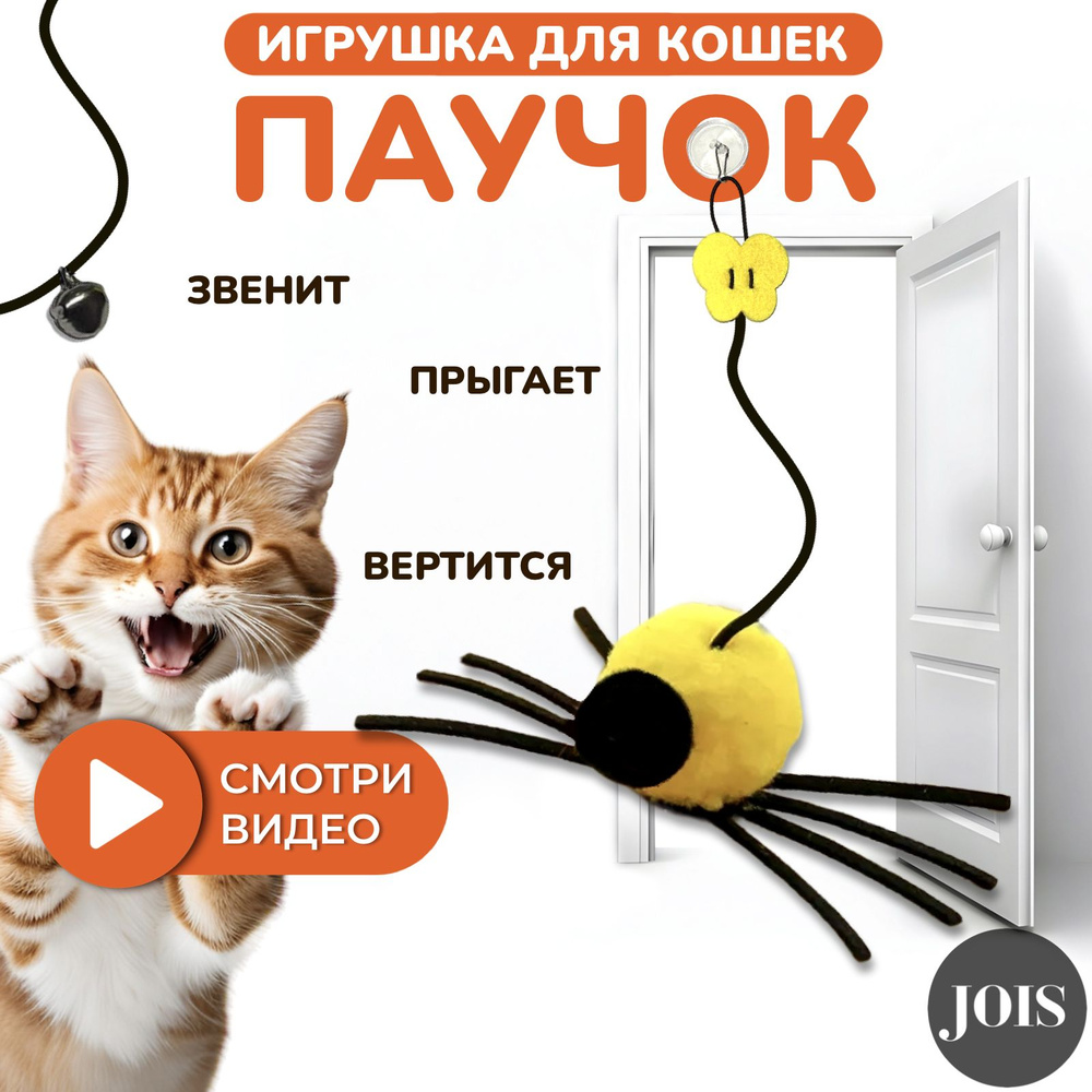 Интерактивная игрушка для котят, кошек и котов на резинке, паучок купить на  OZON по низкой цене (1630739294)