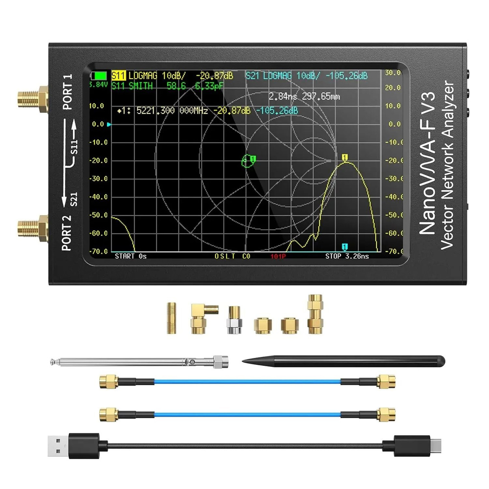 NanoVNA-F V3 Векторный сетевой анализатор 1МГц-6ГГц 4,3-дюймовый ВЧ УКВ UHF VNA Антенный анализатор Измерения #1