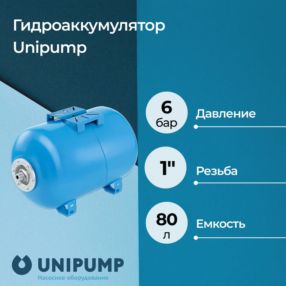 Гидроаккумулятор Unipump горизонтальный 80 л #1