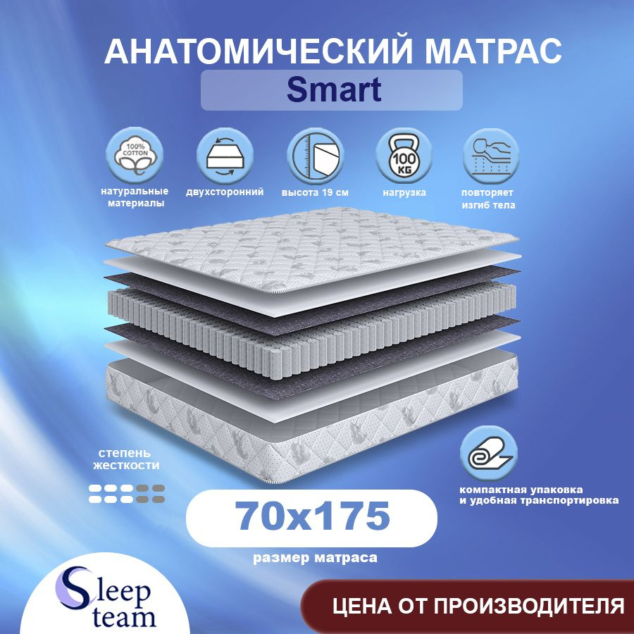 Sleepteam Матрас Smart, Независимые пружины, 70х175 см #1