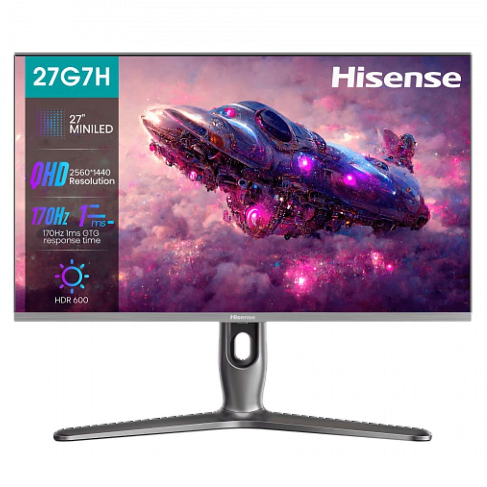 Hisense 27" Монитор 27G7H 27 дюймов, Mini-LED, 175 Гц, технология AMD Freesync Premium, HDR 600, хром #1