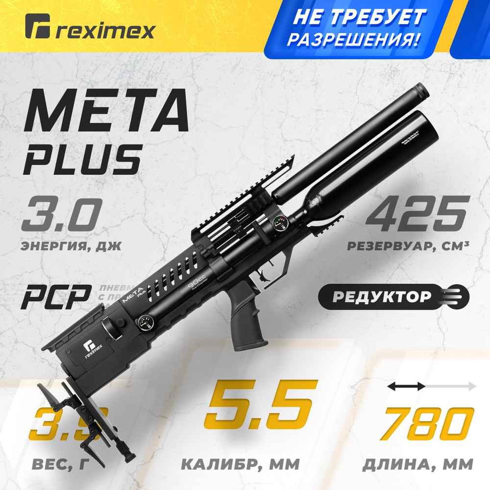 Винтовка пневматическая REXIMEX META PLUS, кал. 5,5 мм, 3 Дж (PCP, пластик)  #1