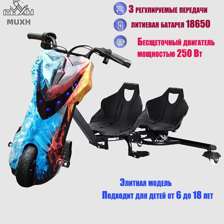 Самокат Roobax Wolong Electric Drift Card "Трехколесный велосипед для ...