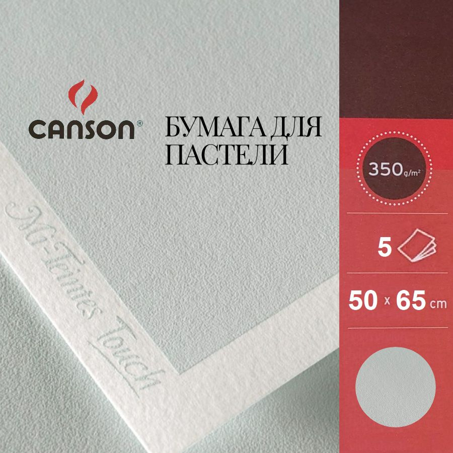 Бумага CANSON "Mi-Teintes Touch", 50х65, 335 гр, №354 Серое небо, 5 листов #1