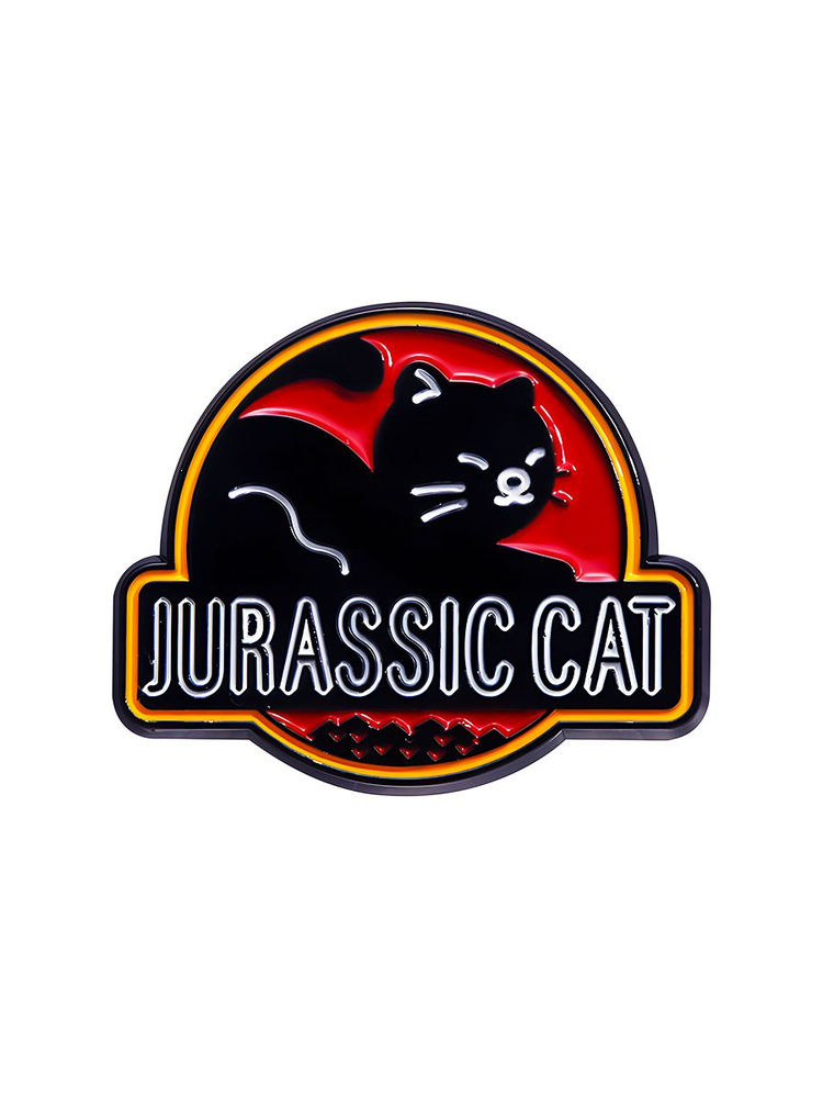 Металлический значок пин / "Кот юрского периода" / jurassic cat  #1