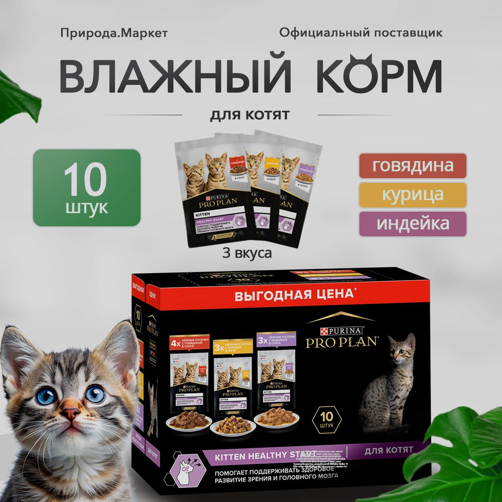 Корм влажный для котят набор говядина курица 10шт по 85г #1