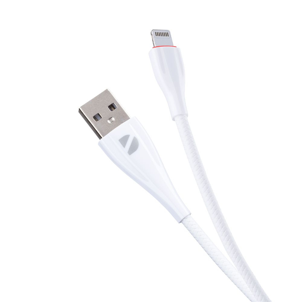 Кабель USB - Lightning 8-pin, для смартфона планшета наушников часов, рельефная оплетка, длина 1м, белый #1