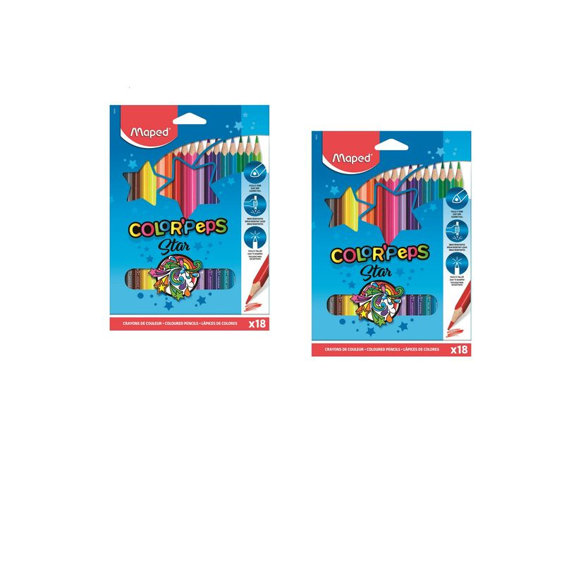 Maped Карандаши цветные, Color & Peps Star, трехгранные, 18 цветов, 2 уп.  #1