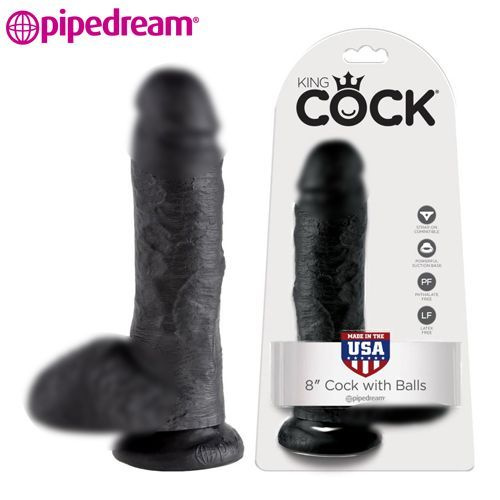 PipeDream King Cock 8 Фаллоимитатор с мошонкой на присоске чёрный (20.3 см х 5.1 см)  #1