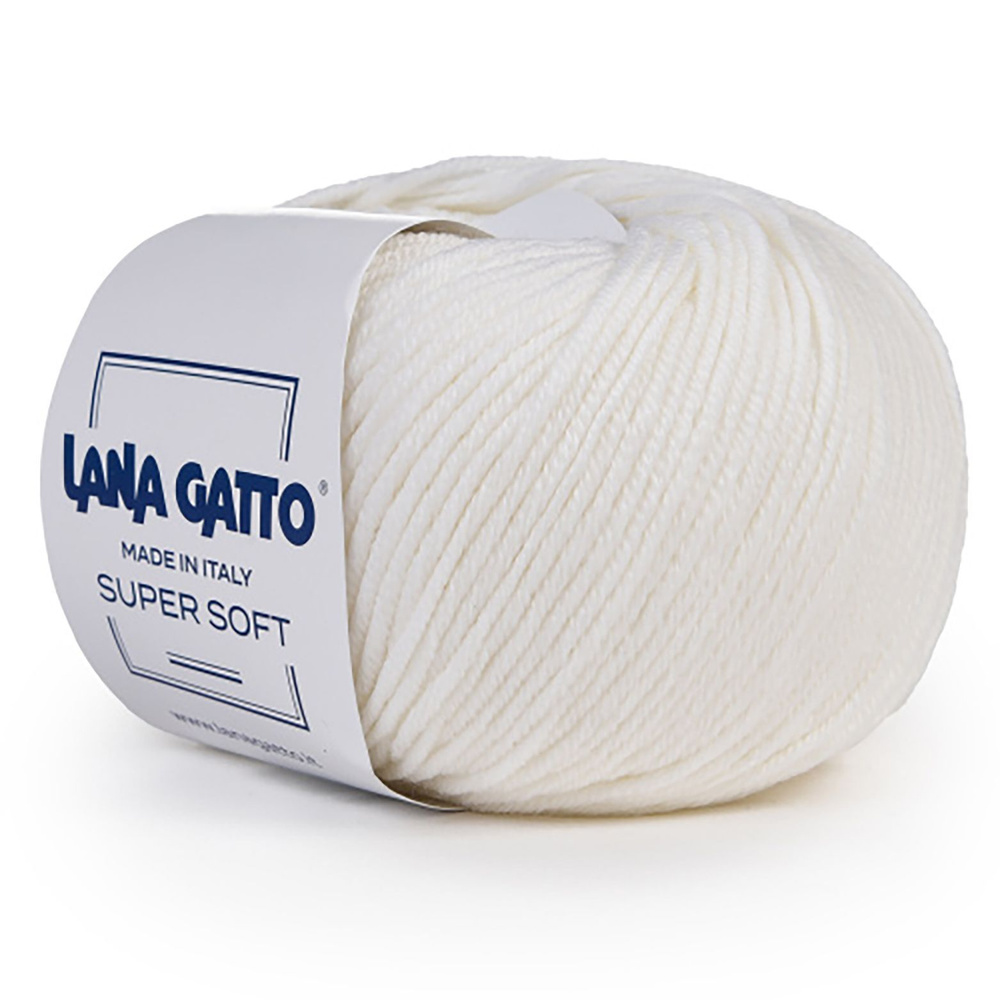 2 Мотка, Lana Gatto SUPER SOFT, 100% Чистая экстратонкая мериносовая шерсть / 50 гр. - 125 м., Цвет 10001 #1