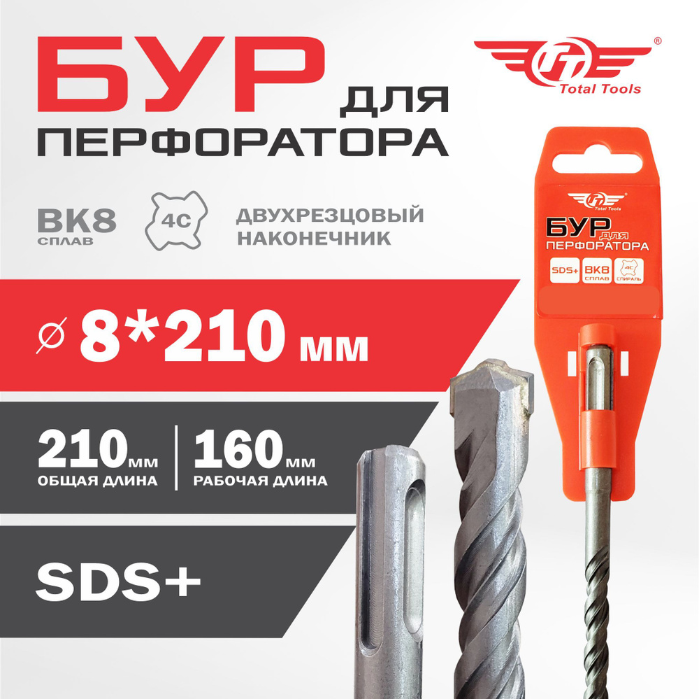 Бур для перфоратора по бетону 8*210 SDS+ INDUSTRIAL #1