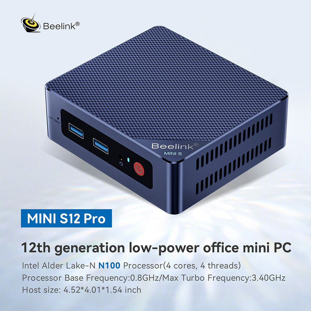 Beelink Мини-ПК S12 Pro (Intel Processor N100, RAM 16 ГБ, SSD 256 ГБ, Intel UHD Graphics, Windows 11 #1